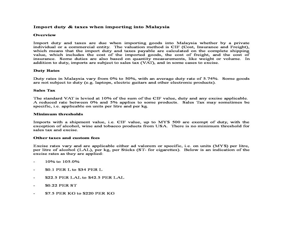 customs-advice-for-courier-to-malaysia-from-india